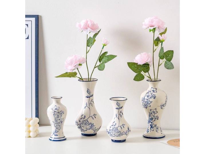 Jingdezhen – vase chinois en porcelaine bleue et blanche, entrée rétro, en céramique de haute qualité, ornement d'arrangement floral pour la maison
