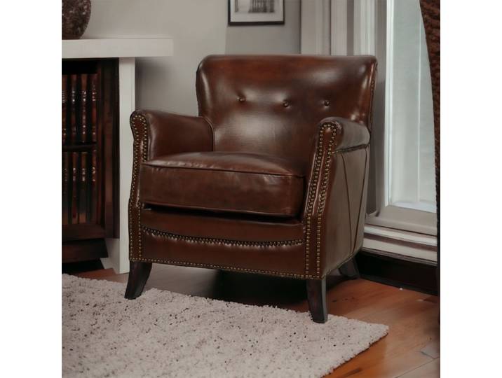 Fauteuil Club Dandy en Cuir - Cigare