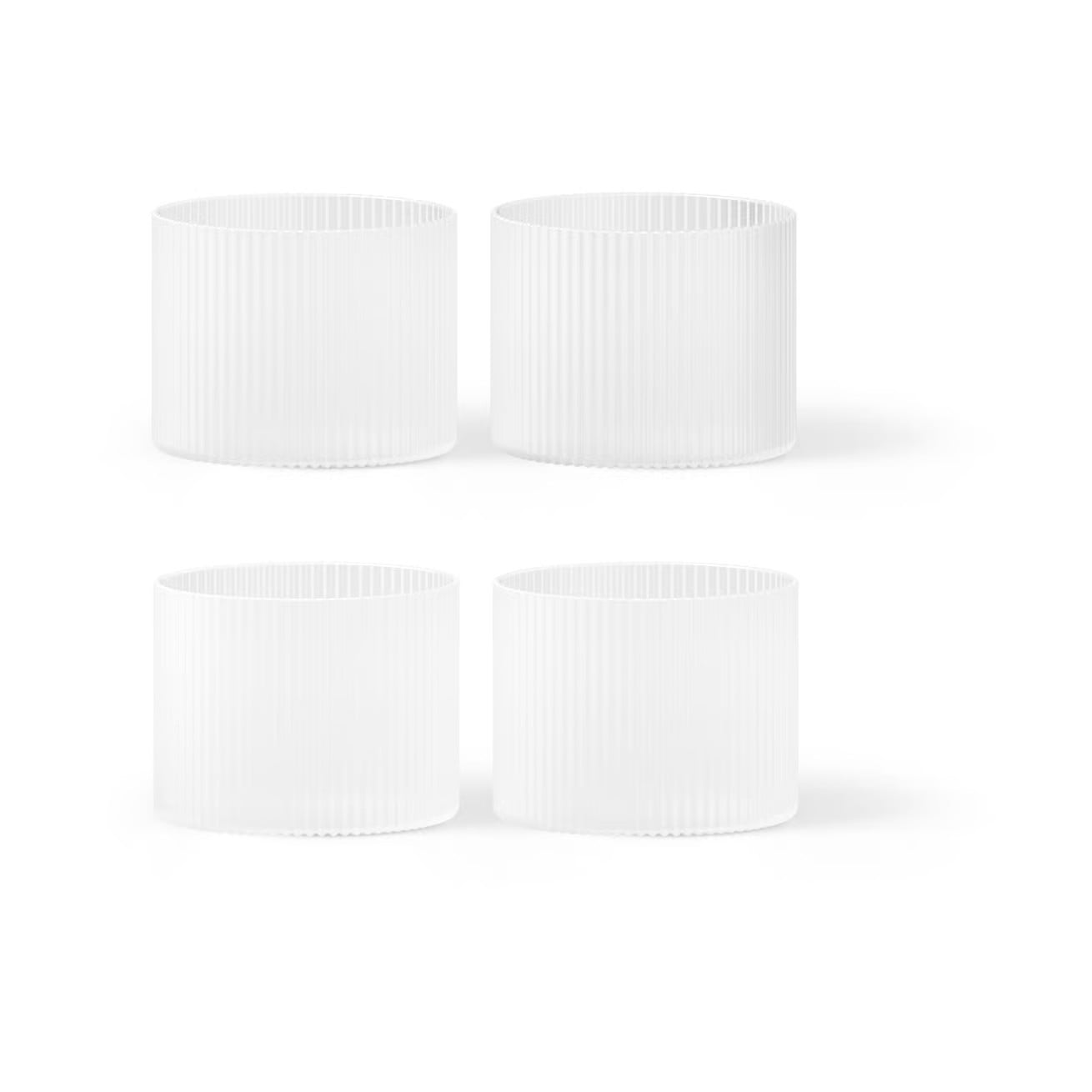 Ferm Living Ripple lage waterglazen 4-pack Frosted wit/transparant