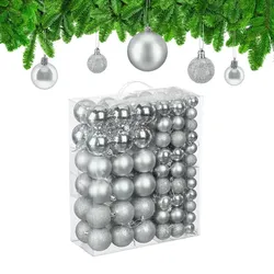 Relaxdays Weihnachtskugeln 138er Set Silber