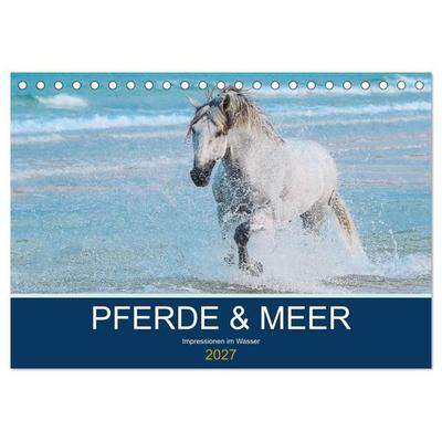 PFERDE & MEER (Tischkalender 2027 DIN A5 quer), CALVENDO Monatskalender