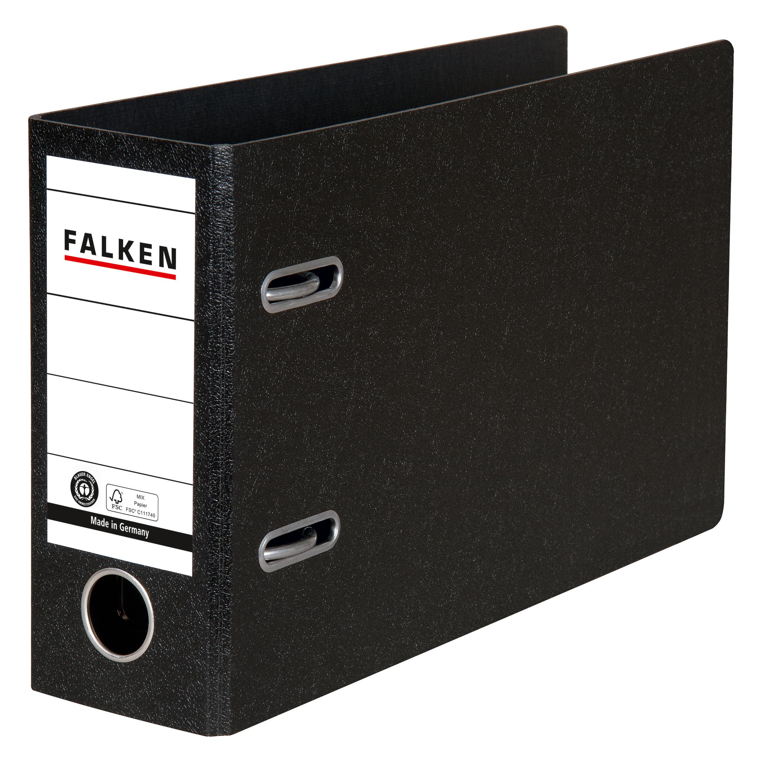 Falken Ordner 80mm DIN A5 quer Werkstoff: Hartpappe schwarz (A5, Quer, 80 mm, 1 Stk.) (11285905)