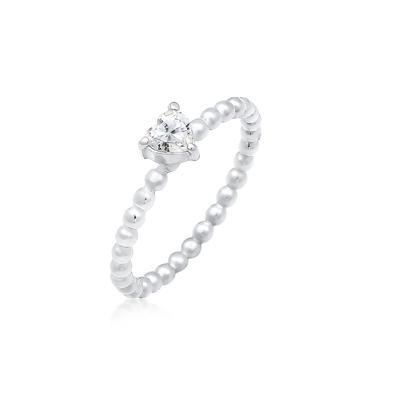 Verlobungsring ELLI "Verlobungsring Herz Zirkonia Kristall 925 Silber" Gr. 56, silber, Fingerringe, Damen, 56mm, Silber 925 (Sterlingsilber), 2mm, Verlobungsring