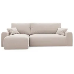 ECKSOFA JOBO mit Schlaffunktion und Bettkasten Creme