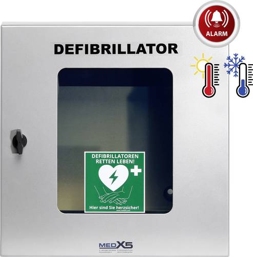 MEDX5 Universal Defibrillator Außenwandkasten Sixcase, klimatisiert, Gr. S, grau DEFI-Wandkasten Grau Edelstahl
