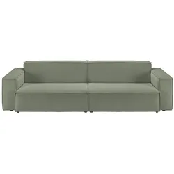 KAWOLA Sofa SAMU 3-Sitzer Feincord olivgrün