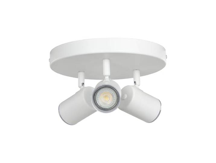 Eglo Plafonnier Consuma 1\, 3 spots orientables\, lampe de plafond pour salle de bains\, luminaire en acier blanc\, douille GU10\, IP44\, Ø 25 cm