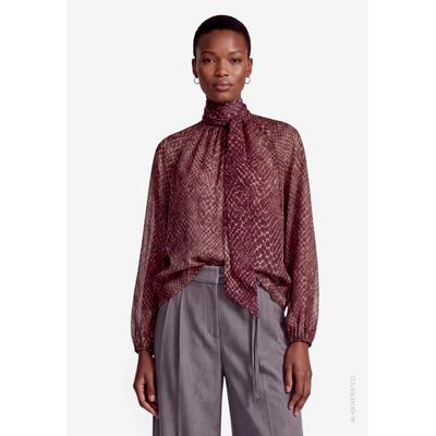 Langarmbluse ZERO, Damen, Gr. 40, grau, braun, Web, Obermaterial: 100% Polyester, bequem hüftbedeckend, Rundhals, elastischer Bund, Blusen, Schluppenbluse mit Animalprint