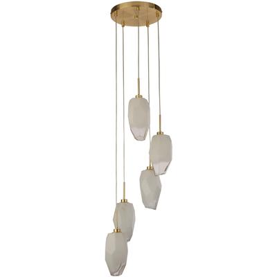 SEARCHLIGHT Hängeleuchte "Hängeleuchte Rocky, 5-flammig", weiß (messing und weiß), 5, Ø 32cm H: 29cm, 1 Stk., Leuchten, Marmor-Optik, Hängeleuchte