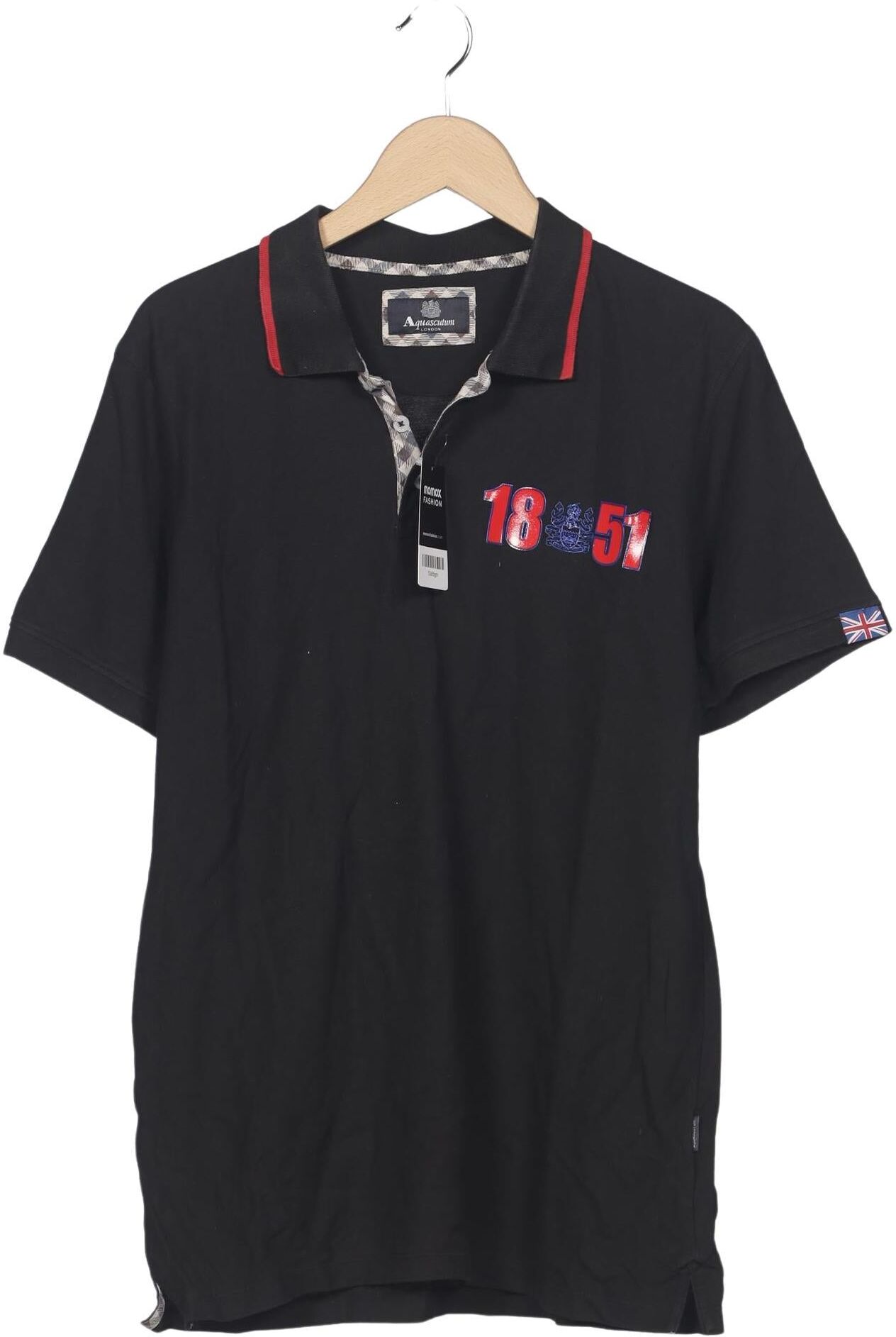 Aquascutum Herren Poloshirt, Schwarz, Gr. XL, Baumwolle - Second Hand