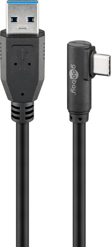 Goobay USB-C naar USB-A 3.0 kabel, 90 graden, zwart, 3 meter