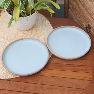 Novica Handmade Blue Bounty Ceramic Salad Plates (Pair)