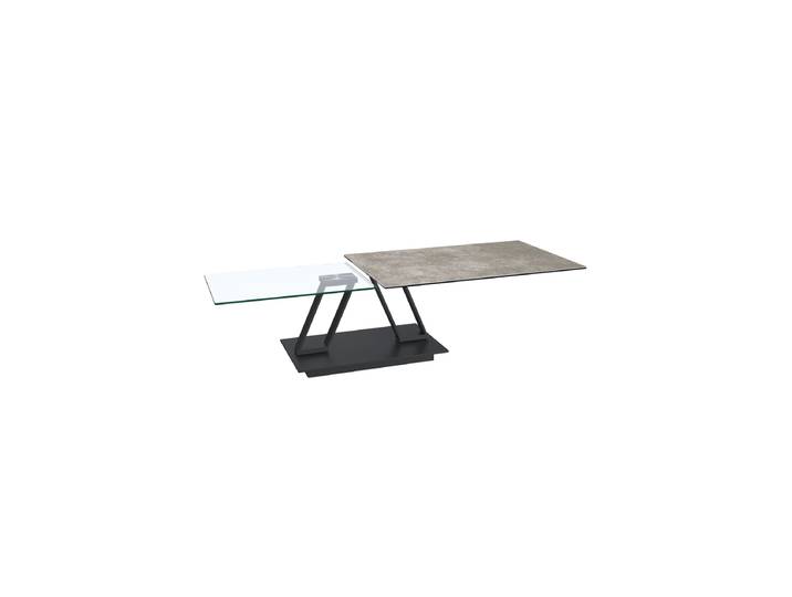 Ausziehbarer, flexibler Design Keramik Couchtisch „Barcelona“ Zementgrau/Schwarz Akante Design