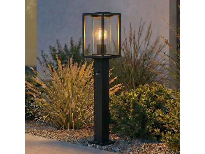 Lucande Wegeleuchte Ferda, 60 cm, Sensor, anthrazit, IP44 Ferda, schwarz, Aluminium, Modern