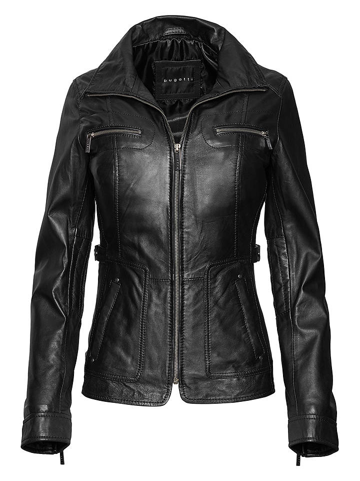 Bugatti Lederjacke in Schwarz - 38