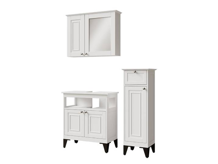 Ensemble de meubles de salle de bain 3 pièces blanc 60x65cm
