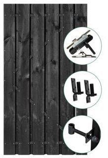 Tuindeco Tuindeur Privacy Grenen Zwart 90 cm