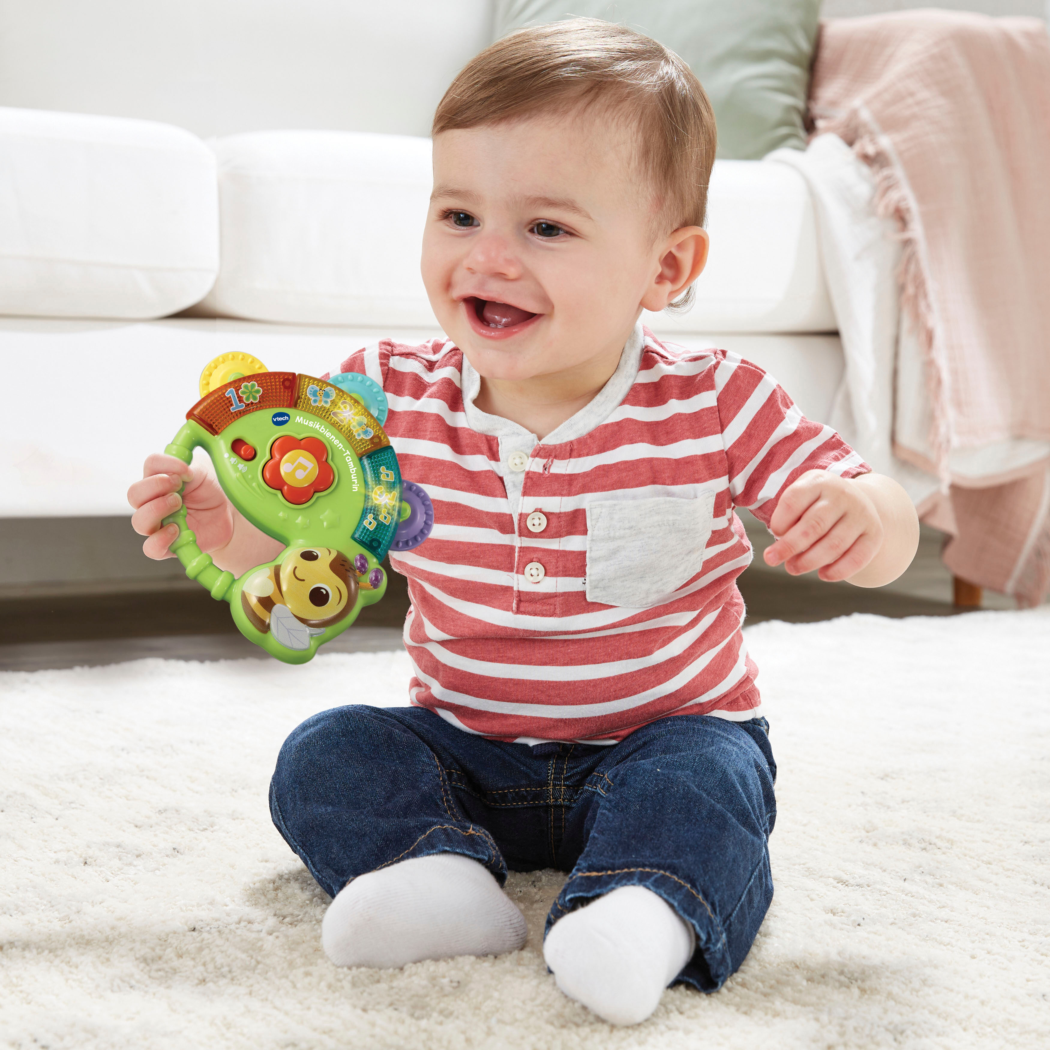 Lernspielzeug VTECH "Vtech Baby, Musikbienen-Tamburin", bunt, Lernspielzeug, KinderB:12cm H:3cm L:14cm, Lernspielzeug, mit Licht und Sound, B:12cm H:3cm L:14cm
