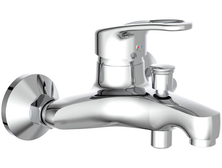 Wannenarmatur SCHÜTTE Batoni , grau (chrom), B:18cm H:12,5cm T:14,8cm, Messing, Armaturen, Wannenarmatur, Mischbatterie Badewanne, Wasserhahn Bad, Wannenarmatur in Chrom