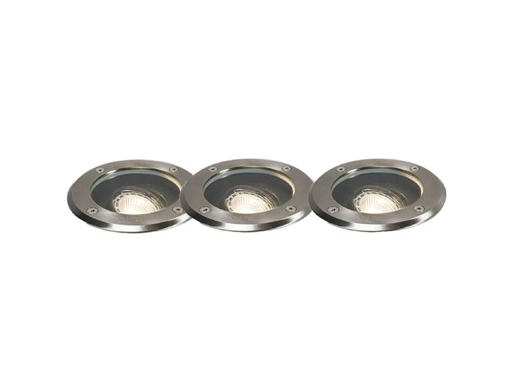 Lot de 3 spots encastrés pour extérieur en acier orientables IP65