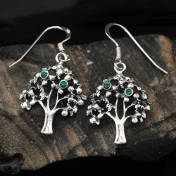Drachensilber Lebensbaum Ohrhänger Schmuck Kelten Ohrringe 925 Silber (Paar) - Silber