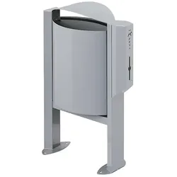 ARKEA CANIN Abfallkorb stand Rossignol 40 L metallgrau Outdoor-Mülleimer mit Bodenverankerung in metallgrau
