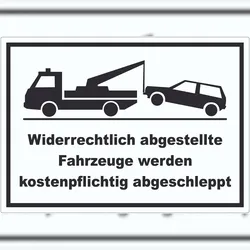 HB-Druck Widerrechtlich abgestellte Fahrzeuge Aufkleber A4 (210x297mm)