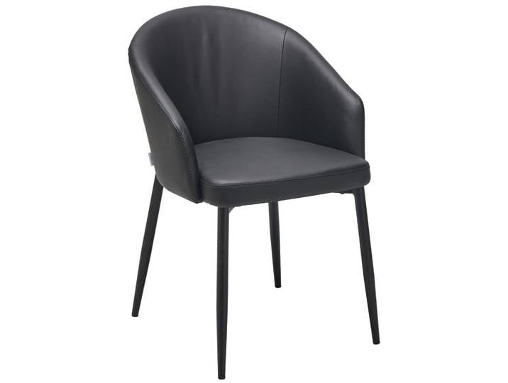 Livetastic Armlehnstuhl Echtleder, Schwarz, Metall, Echtleder, Büffelleder, Füllung: Polyetherschaumkern, Rundrohr, 55x81.5x61 cm, Lederauswahl, Esszimmer, Stühle, Esszimmerstühle, Armlehnenstühle