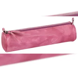 Clairefontaine 4x Rundes Schlampermäppchen aus Lammelder Tie & Dye, dunkelrosa - Rosaviolett 410174C