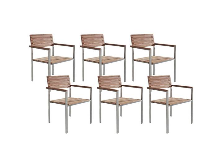 GARTENSTUHL 6er-Set Edelstahl / Teakholz hellbraun Viareggio