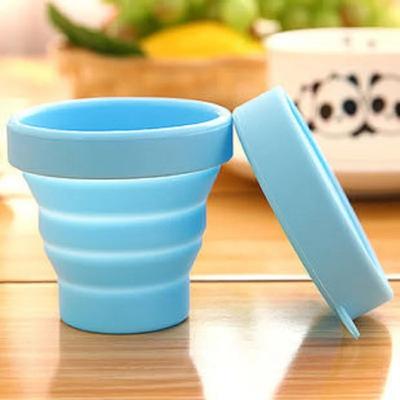 Uplifted Trends Collapsible Silicone Travel Cup With Lid Portable & Telescopic Folding Water Cup For Outdoors blue