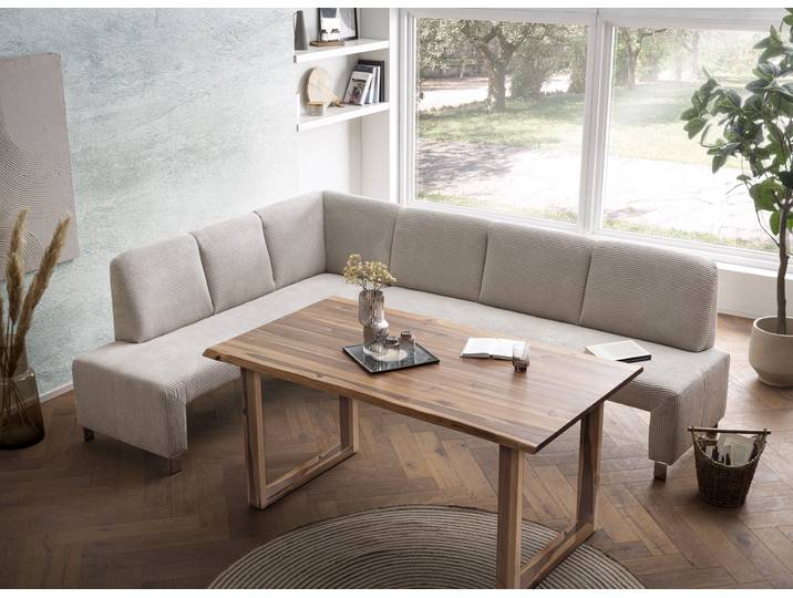 Eckbank EXXPO - SOFA FASHION Intenso, modern, 263/198 cm (B/T) , beige, B:264cm H:92cm T:198cm, NaturLeder;Strukturstoff (Zusammensetzung: Polyester 100%);Luxus-Microfaser (Zusammensetzung: Aufgeflockte 100% Polyester Schicht mit Prägung);Cord (Zusammensetzung: Polyester 100%), Sitzbänke, Eckbank, hohe Bodenfreiheit, frei im Raum stellbar, hoher Sitzkomfort