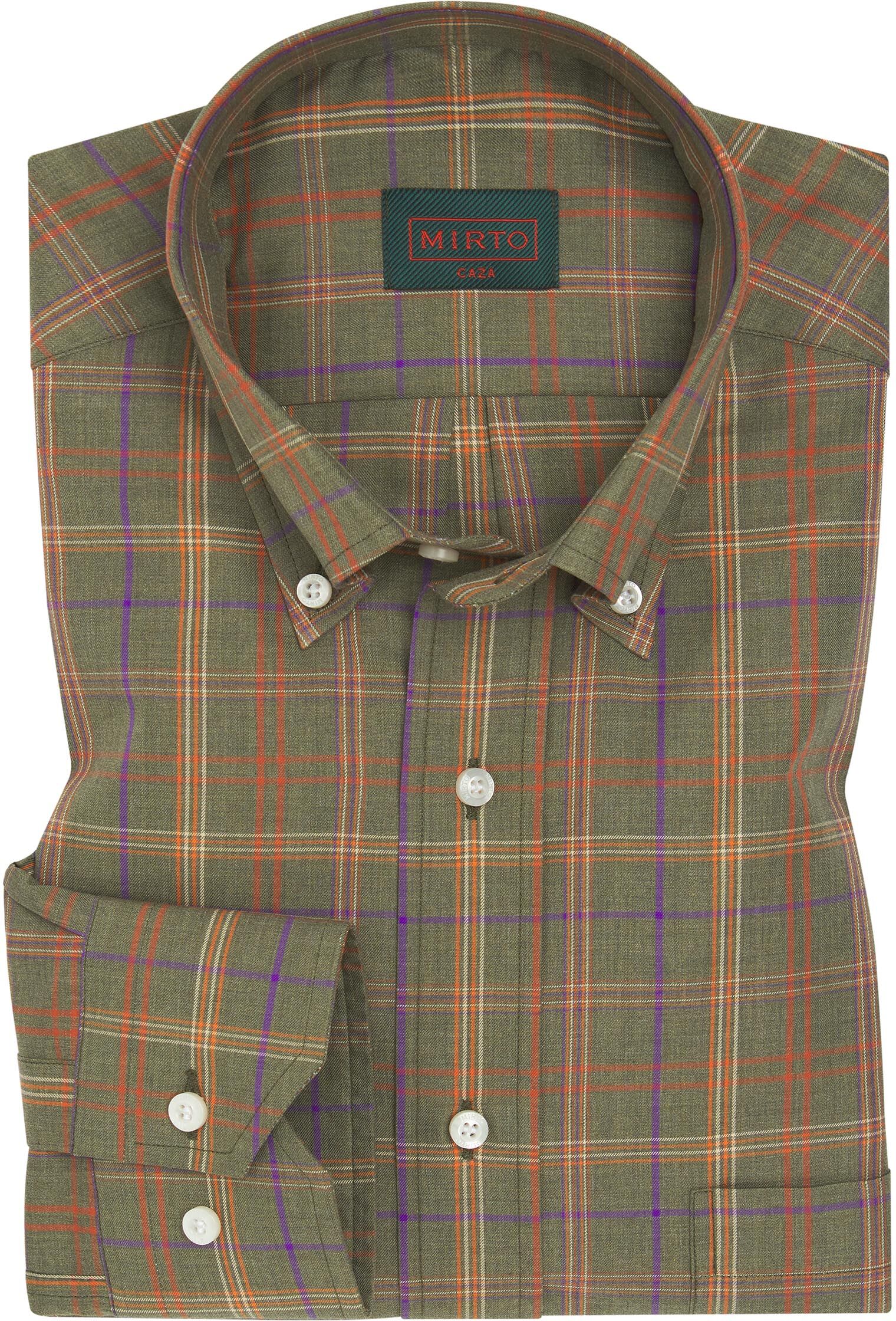 MIRTO Camisa casual de algodón cuadros caqui-L /  4 Hombre
