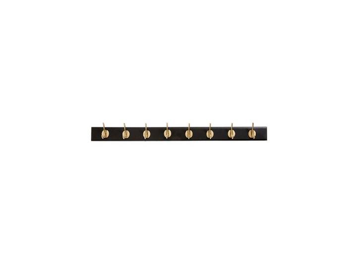 Porte-manteau en bois noir, 8 patères en laiton, planche profilée