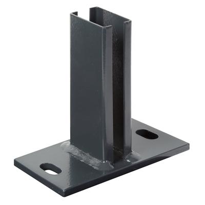 Pfostenträger ALBERTS, grau, B:8cm, Stahl, Bodenanker, für Zaunpfosten 60x40 mm für Doppelstabmatten, Platte 150x80 mm