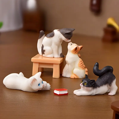 Youfap Market Resin Miniature Cat Figurines, Vintage Fairy Garden Accessories, Tabletop Craft Decor Resin Miniature Cat Figurines, Vintage Fairy Garden Accessories, Tabletop Craft Decor