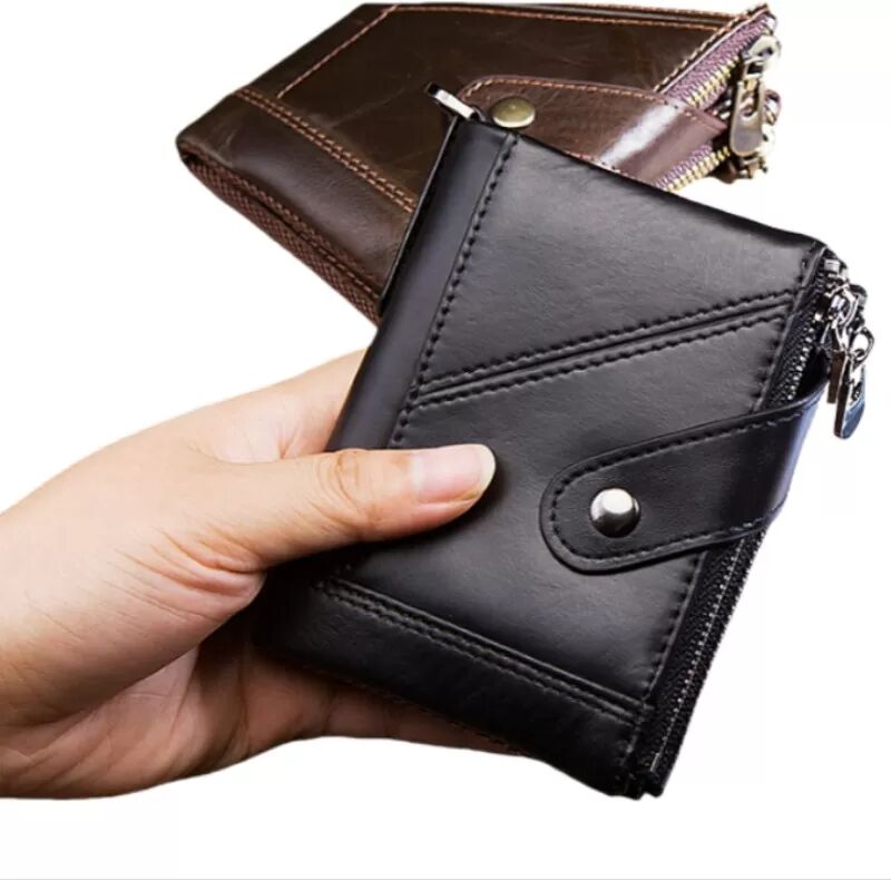 INF Portefeuille en cuir RFID pour homme : Porte-cartes fin en cuir véritable