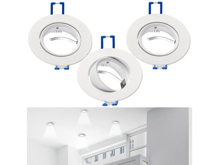 3er-Set Alu-Einbaustrahler-Rahmen, einstellbarer Abstrahlwinkel, weiss