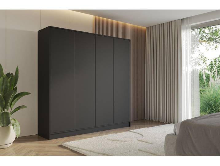 ALTDECOR Kleiderschrank GELE - 200x200x51 Schwarz Schrank Garderobenschrank Mehrzweckschrank mit modernen glatte Fronten