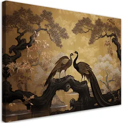 WANDBILD pfau bonsai baum