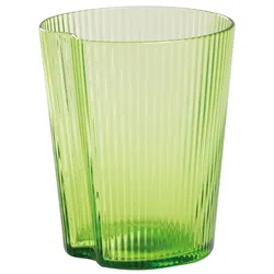 Zafferano 6er-Set apfelgrüne Trinkgläser aus mundgeblasenem Glas, ergonomisches Design mit vertikalen Rillen, stapelbar und ideal für den täglichen Bedarf.