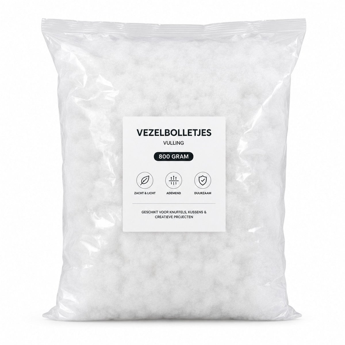 Kussenvulling met 800 gram polyester donszachte vezelbolletjes - Wit