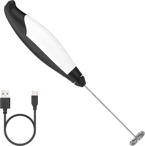 Mafiti Elektrische Melkopschuimer Handheld met 3 Snelheden en USB Oplaadbaar - Zwart Wit
