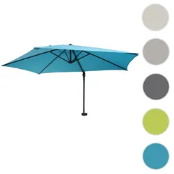 Wandschirm Casoria, Ampelschirm Balkonschirm Sonnenschirm, 3m neigbar, Polyester Alu/Stahl 9kg ~ türkis