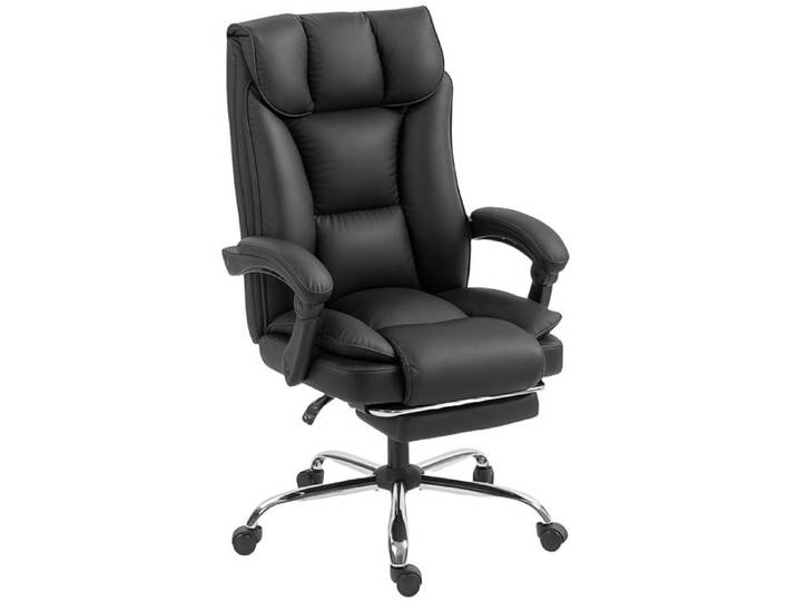 Fauteuil de bureau - Chaise de travail - Rembourré - Dossier réglable - 72x66x121 cm - Noir - Pour bureau - Similicuir - EUJIGSHOP