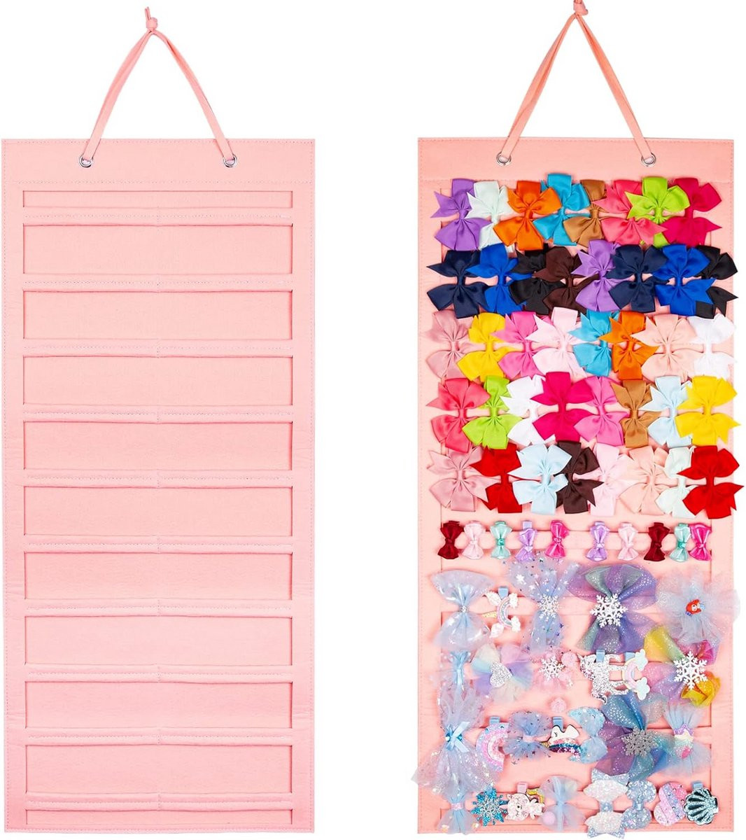Grote hangende haarclip organizer voor haarspeldjes en klauwclips voor muur- en deuropslag