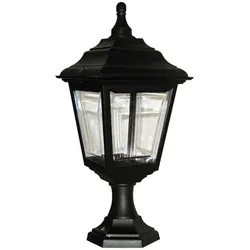 Licht-Erlebnisse Schwarze Sockelleuchte außen H:44cm Rustikal Garten