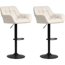 BARHOCKER 2er Set Kunstleder Polyester Cremeweiß