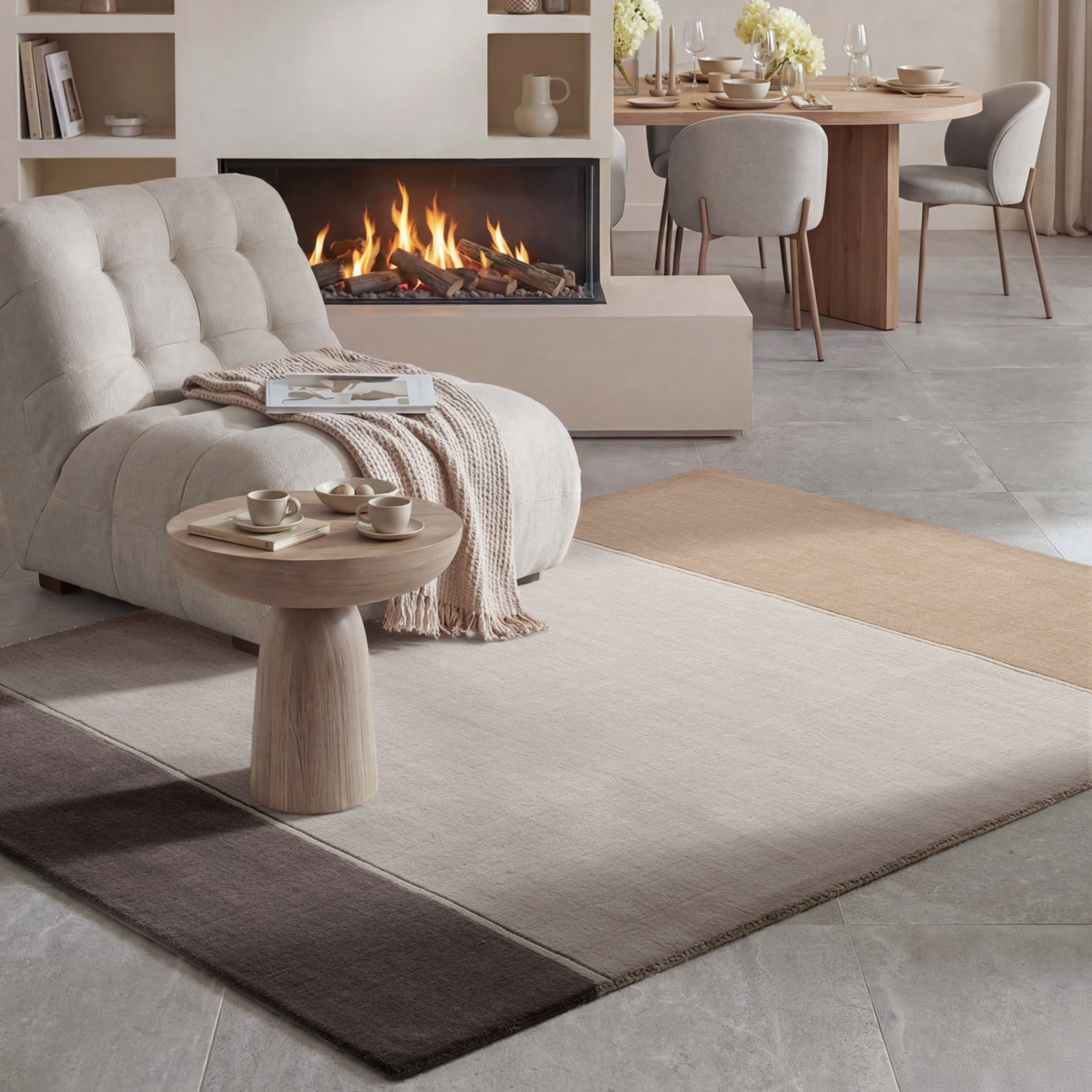 Wollteppich VILLEROY & BOCH "Quentin", beige (creme beige braun), B:160cm H:16mm L:230cm, Oberfläche: 100% Wolle. Rückseite: 100% Baumwolle, Teppiche, Wollteppich, Wolle, Natur, Handgemacht, Landhaus, Skandi, Wohnzimmer, Schlafzimmer creme beige braun B :
