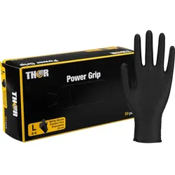Nitrilhandschuhe Thor Power Grip schwarz L Größe 9-10, unsteril, puderfrei, 50 Stück/Box